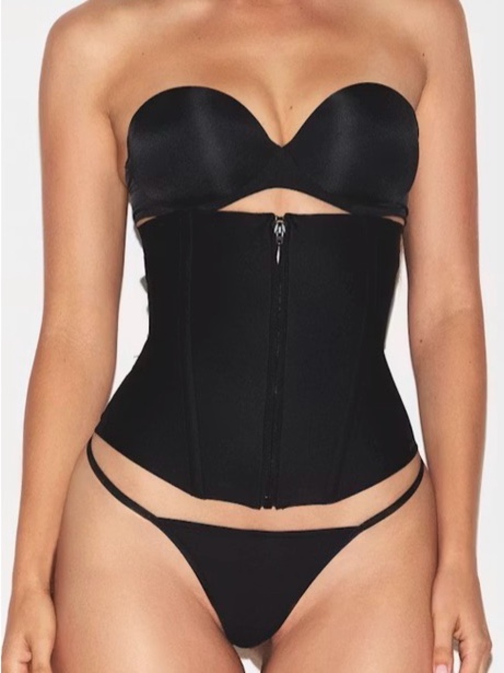 SKIMS Black Strapless Waist Trainer Corset